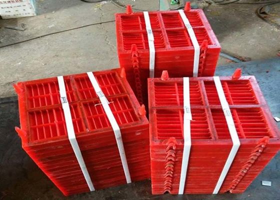 0.125mm aperture Red Polyurethane Dewatering Screen Panel with Rose Nail Connection