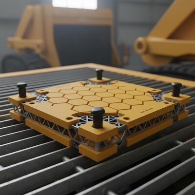 305x305mm modüler formatta madencilik ekipmanı güverteleri için çekiçli iğne bağlayıcıları ve gömülü çelik çerçeveye sahip poliüretan modüler panel